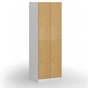 Šatní skříňka s úložnými boxy, 2 boxy, 1850 x 300 x 500 mm, demont, cylindrický zámek, laminované dveře, buk