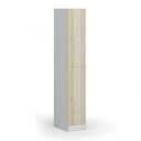 Šatní skříňka s úložnými boxy, 2 boxy, 1850 x 300 x 500 mm, demont, cylindrický zámek, laminované dveře, dub přírodní