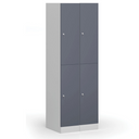 Šatní skříňka s úložnými boxy, 2 boxy, 1850 x 300 x 500 mm, demont, cylindrický zámek, modré dveře