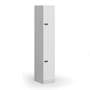 Šatní skříňka s úložnými boxy, 2 boxy, 1850 x 300 x 500 mm, demont, mechanický kódový zámek, laminované dveře, bílá