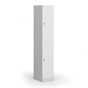 Šatní skříňka s úložnými boxy, 2 boxy, 1850 x 300 x 500 mm, demont, otočný zámek, laminované dveře, bílá
