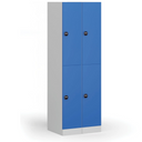Šatní skříňka s úložnými boxy, 2 boxy, 1850 x 300 x 500 mm, demont, RFID zámek, modré dveře