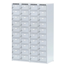 Šatní skříňka s úložnými boxy, 20 boxů, 1800 x 600 x 500 mm, otočný zámek, tmavě šedé dveře