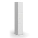 Šatní skříňka s úložnými boxy, 3 boxy, 1850 x 300 x 500 mm, demont, cylindrický zámek, laminované dveře, bílá