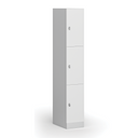 Šatní skříňka s úložnými boxy, 3 boxy, 1850 x 300 x 500 mm, demont, otočný zámek, laminované dveře, bílá