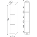 Šatní skříňka s úložnými boxy, 3 boxy, 1850 x 300 x 500 mm, kódový zámek, béžové dveře