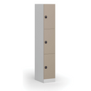 Šatní skříňka s úložnými boxy, 3 boxy, 1850 x 300 x 500 mm, RFID zámek, béžové dveře