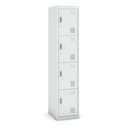 Šatní skříňka s úložnými boxy, 4 boxy, 1800 x 380 x 450 mm, demont, cylindrický zámek, šedé dveře