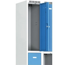 Šatní skříňka s úložnými boxy, 4 boxy, 1800 x 800 x 500 mm, otočný zámek, šedé dveře