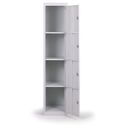 Šatní skříňka s úložnými boxy, 4 boxy, 1820 x 380 x 500 mm, cylindrický zámek, modré dveře
