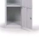 Šatní skříňka s úložnými boxy, 4 boxy, 1820 x 380 x 500 mm, cylindrický zámek, modré dveře