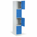 Šatní skříňka s úložnými boxy, 4 boxy, 1850 x 300 x 500 mm, demont, RFID zámek, modré dveře