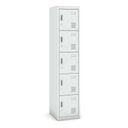 Šatní skříňka s úložnými boxy, 5 boxů, 1800 x 380 x 450 mm, demont, cylindrický zámek, šedé dveře