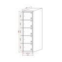 Šatní skříňka s úložnými boxy, 5 boxů, 1820 x 380 x 500 mm, demont, cylindrický zámek, modré dveře