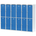 Šatní skříňka s úložnými boxy, 6 boxů, 1800 x 1200 x 500 mm, cylindrický zámek, šedé dveře
