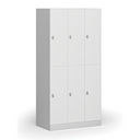 Šatní skříňka s úložnými boxy, 6 boxů, 1850 x 900 x 500 mm, demont, otočný zámek, laminované dveře, bílá