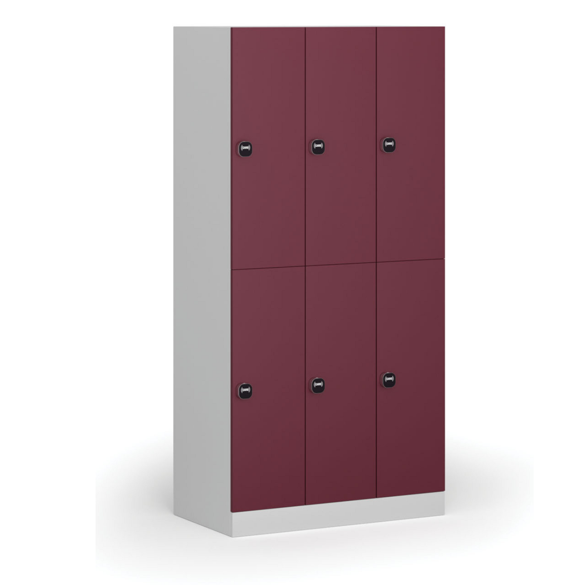 Šatní skříňka s úložnými boxy, 6 boxů, 1850 x 900 x 500 mm, RFID zámek, červené dveře