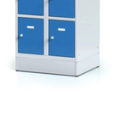 Šatní skříňka s úložnými boxy na soklu, 10 boxů, 1920 x 600 x 500 mm, otočný zámek, modré dveře