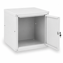 Šatní skříňka s uzamykatelným boxem 350 x 350 x 350 mm, cylindrický zámek, šedá