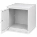 Šatní skříňka s uzamykatelným boxem 450 x 450 x 450 mm, cylindrický zámek, modrá