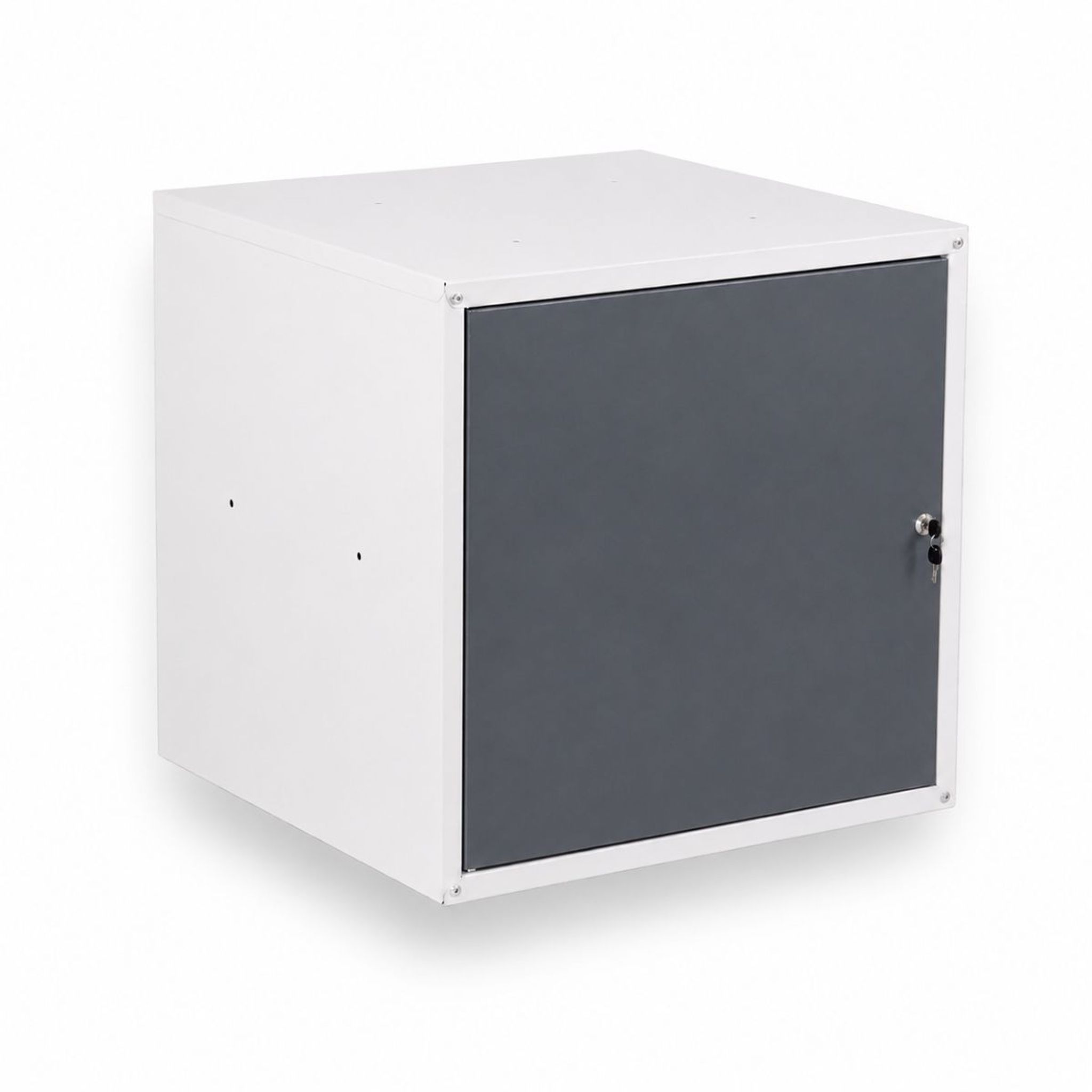 Šatní skříňka s uzamykatelným boxem 550 x 550 x 550 mm, cylindrický zámek, grafit