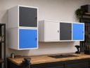 Šatní skříňka s uzamykatelným boxem 550 x 550 x 550 mm, cylindrický zámek, modrá