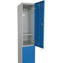 Šatní skříňka S1 s úložnými boxy, 2 boxy, 1850 x 300 x 500 mm, demont, kódový zámek, tmavě šedé dveře