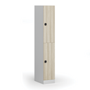 Šatní skříňka S1 s úložnými boxy, 2 boxy, 1850 x 300 x 500 mm, kódový zámek, laminované dveře, dub přírodní