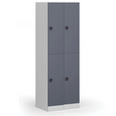 Šatní skříňka S1 s úložnými boxy, 2 boxy, 1850 x 300 x 500 mm, kódový zámek, tmavě šedé dveře