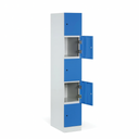 Šatní skříňka S1 s úložnými boxy, 5 boxů, 1850 x 300 x 500 mm, RFID zámek, tmavě šedé dveře