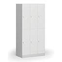 Šatní skříňka S1 s úložnými boxy, 6 boxů, 1850 x 900 x 500 mm, demont, cylindrický zámek, laminované dveře, bílá