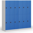 Šatní skříňka S1 s úložnými boxy, 6 boxů, 1850 x 900 x 500 mm, kódový zámek, béžové dveře