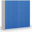 Šatní skříňka S1 s úložnými boxy, 6 boxů, 1850 x 900 x 500 mm, otočný zámek, modré dveře