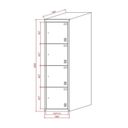 Šatní skříňka S2 s úložnými boxy, 4 boxy, 1820 x 380 x 500 mm, demont, cylindrický zámek, šedé dveře