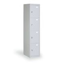 Šatní skříňka S2 s úložnými boxy, 4 boxy, 1820 x 380 x 500 mm, demont, cylindrický zámek, šedé dveře