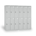 Šatní skříňka S2 s úložnými boxy, 6 boxů, 1820 x 900 x 500 mm, demont, cylindrický zámek, modré dveře