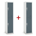 Šatní skříňka S3 dvoudveřová 1+1 ZDARMA, demont, cylindrický zámek, šedá/tmavěšedá
