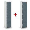 Šatní skříňka S3 pětidveřová 1+1 ZDARMA, demont, cylindrický zámek, šedá/tmavěšedá
