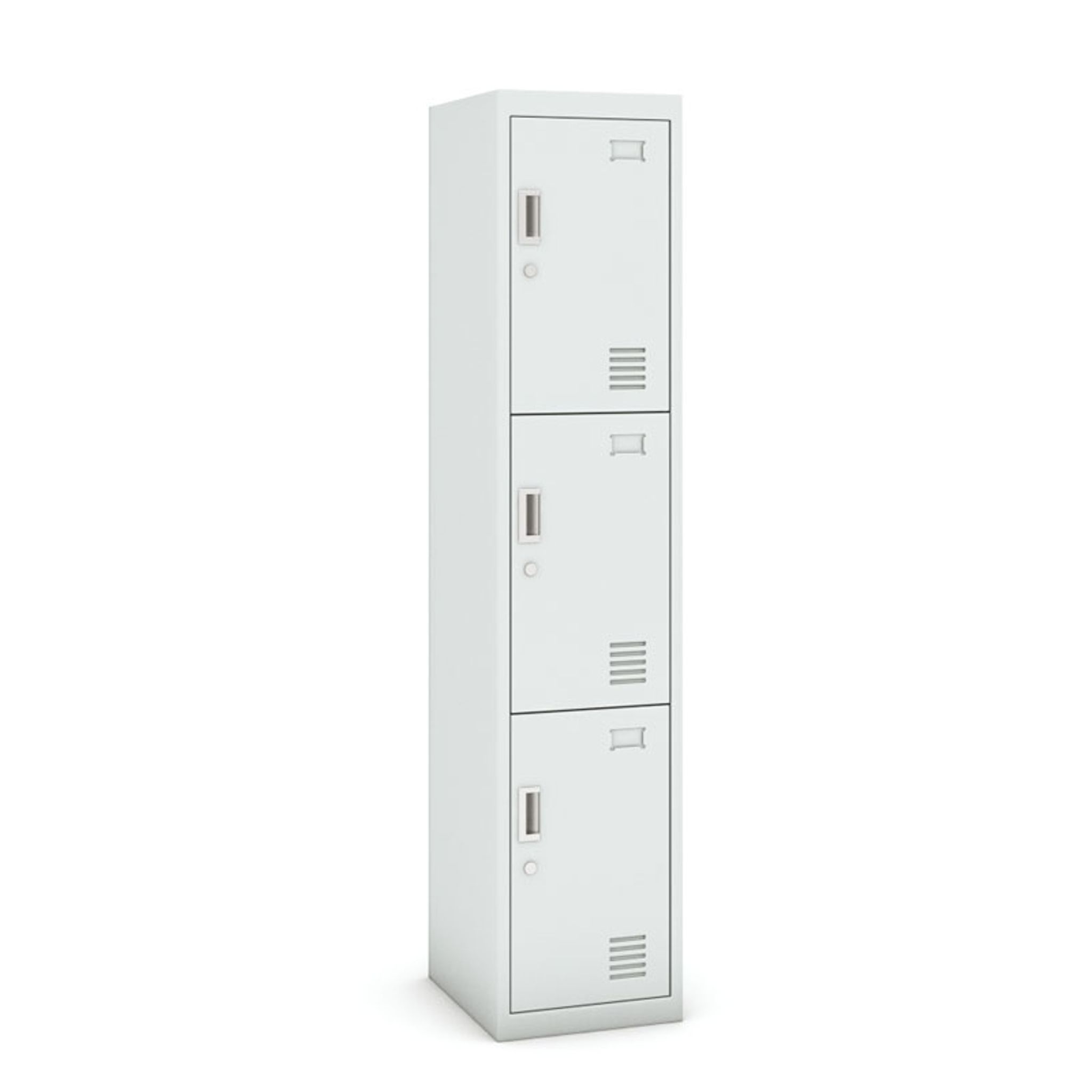 Šatní skříňka S3 s úložnými boxy, 3 boxy, 1800 x 380 x 450 mm, demont, cylindrický zámek, šedé dveře