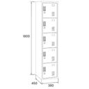 Šatní skříňka S3 s úložnými boxy, 5 boxů, 1800 x 380 x 450 mm, demont, cylindrický zámek, šedé dveře