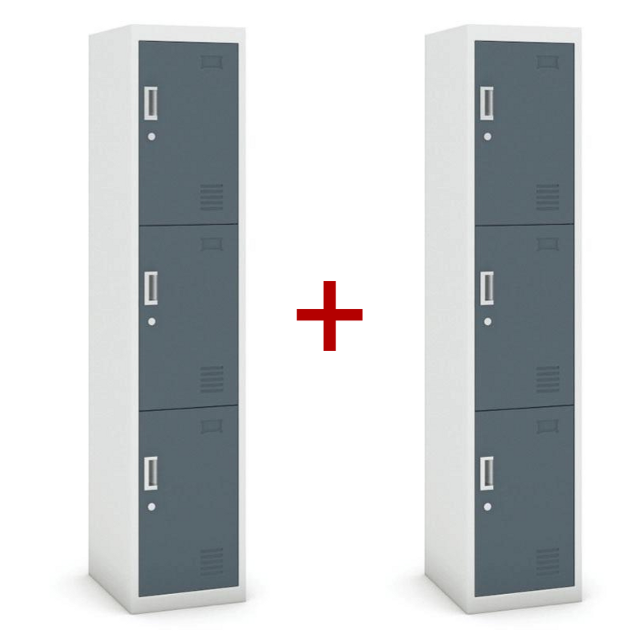 Šatní skříňka S3 trojdveřová 1+1 ZDARMA, demont, cylindrický zámek, šedá/tmavěšedá