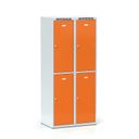 Šatní skříňka S6 s úložnými boxy, 4 boxy, 1800 x 800 x 500 mm, otočný zámek, oranžové dveře