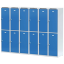 Šatní skříňka S6 s úložnými boxy, 6 boxů, 1800 x 1200 x 500 mm, cylindrický zámek, modré dveře