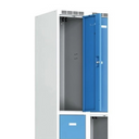 Šatní skříňka S6 s úložnými boxy, 6 boxů, 1800 x 1200 x 500 mm, cylindrický zámek, šedé dveře