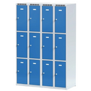 Šatní skříňka S6 s úložnými boxy, 6 boxů, 1800 x 600 x 500 mm, otočný zámek, tmavě šedé dveře