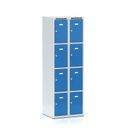 Šatní skříňka S6 s úložnými boxy, 8 boxů, 1800 x 600 x 500 mm, cylindrický zámek, modré dveře