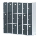 Šatní skříňka S6 s úložnými boxy, 9 boxů, 1800 x 900 x 500 mm, otočný zámek, modré dveře