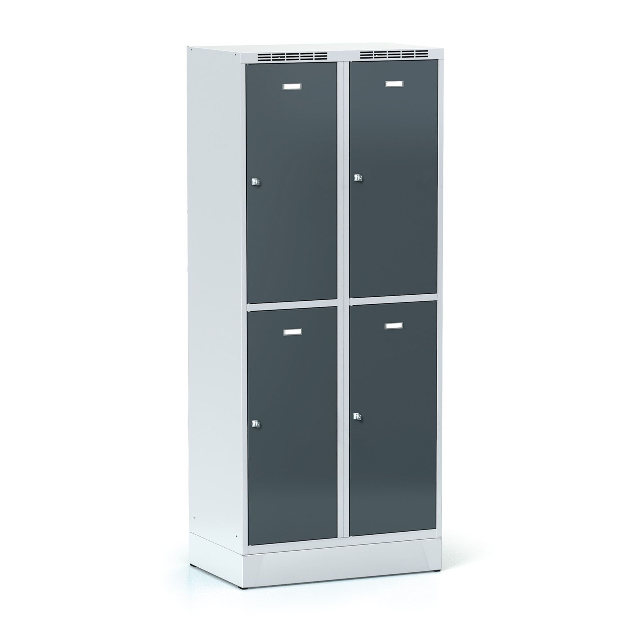 Šatní skříňka S6 s úložnými boxy na soklu, 4 boxy, 1920 x 800 x 500 mm, cylindrický zámek