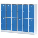 Šatní skříňka S6 s úložnými boxy na soklu, 6 boxů, 1920 x 1200 x 500 mm, cylindrický zámek, oranžové dveře