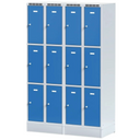 Šatní skříňka S6 s úložnými boxy na soklu, 6 boxů, 1920 x 600 x 500 mm, cylindrický zámek, šedé dveře